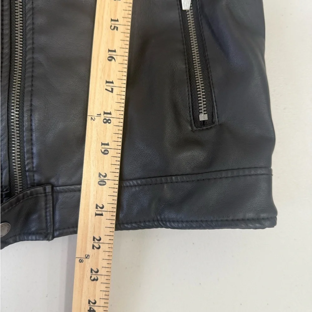 Zara Kids Faux Leather Moto Jacket with Detachable Hood Size 11-12 (152cm)